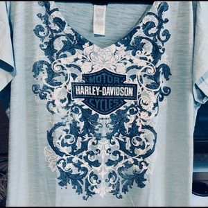 COPY - New Harley Davidson Baby Blue Tee Shirt 2XL